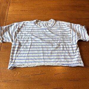 By Together Blue and White Striped Crop Top